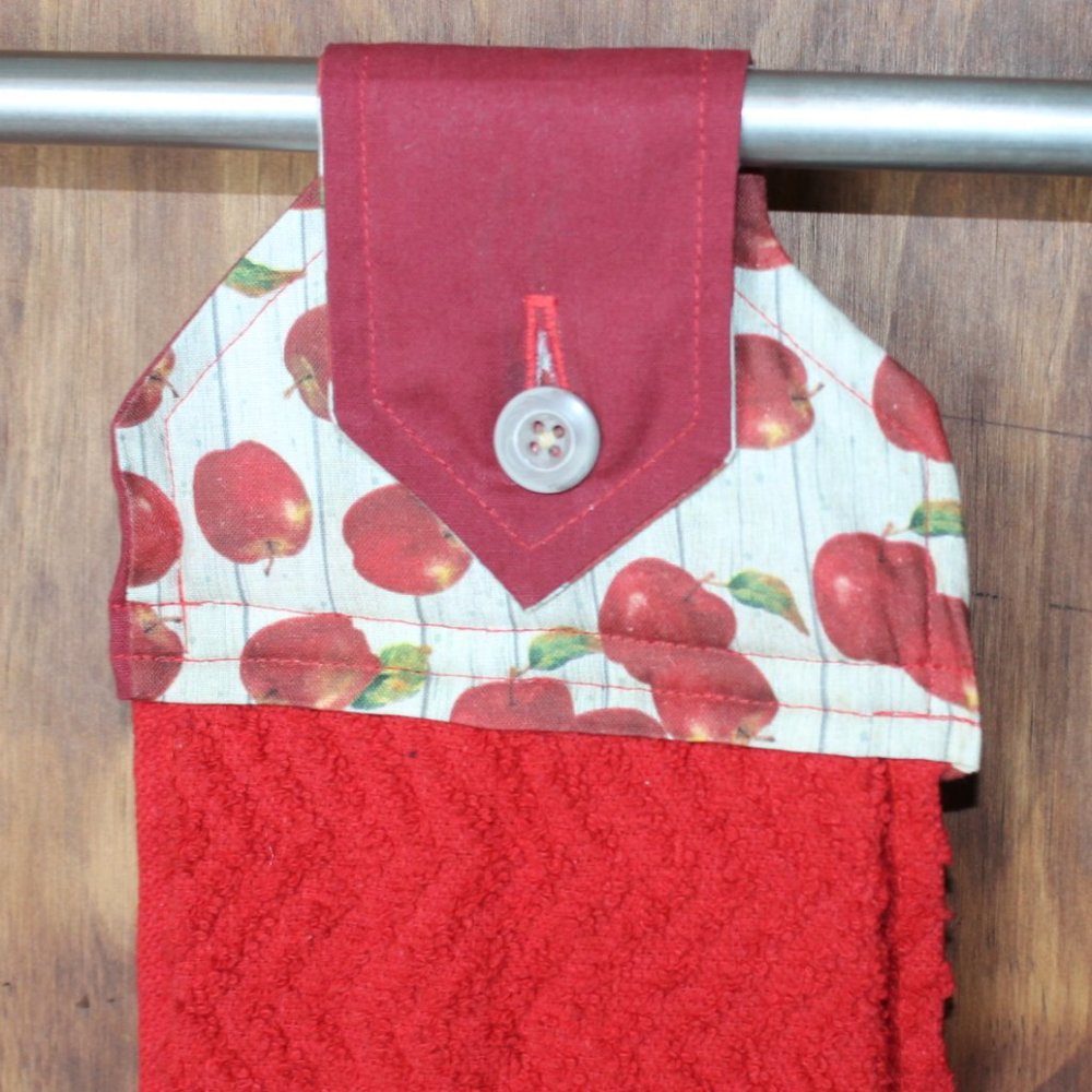 RED APPLE HAND TOWEL HANDMADE HANGING RED COTTON TOWEL